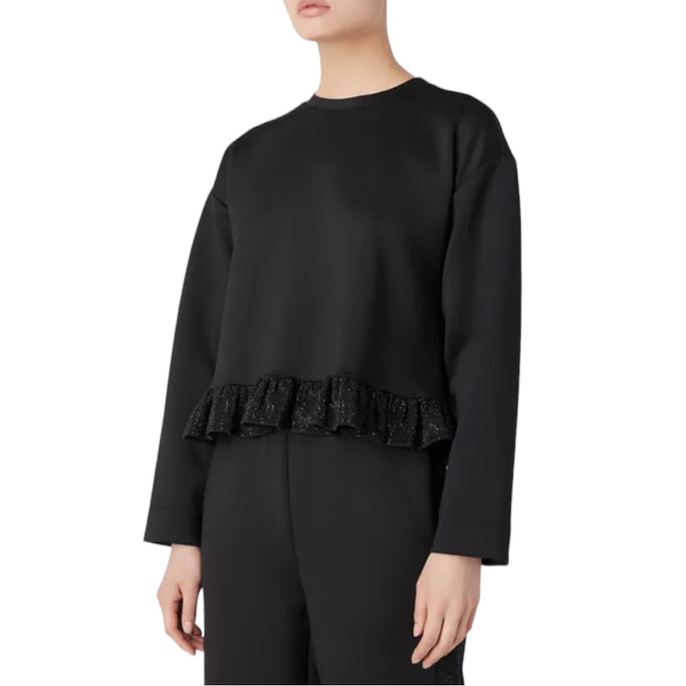 Emporio Armani Rhinestone Trim Sweatshirt In Black Size XS